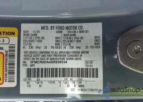 2025 Ford Bronco Sport Badlands from USA, damaged, VIN 3FMCR9DA4SRE06534